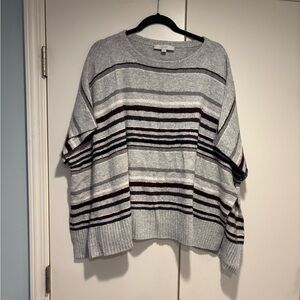 Striped Gray and Burgundy Lift poncho